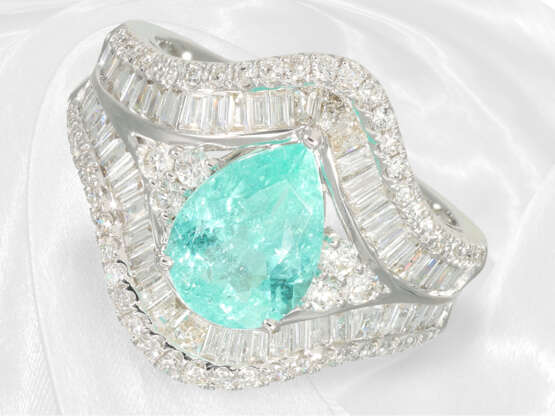 Ring: exquisiter Diamantring mit seltenem Paraiba-Turmalin, neuwertig - Foto 1