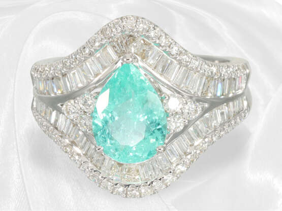 Ring: exquisiter Diamantring mit seltenem Paraiba-Turmalin, neuwertig - photo 2