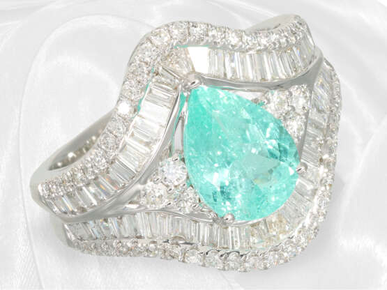 Ring: exquisiter Diamantring mit seltenem Paraiba-Turmalin, neuwertig - Foto 3