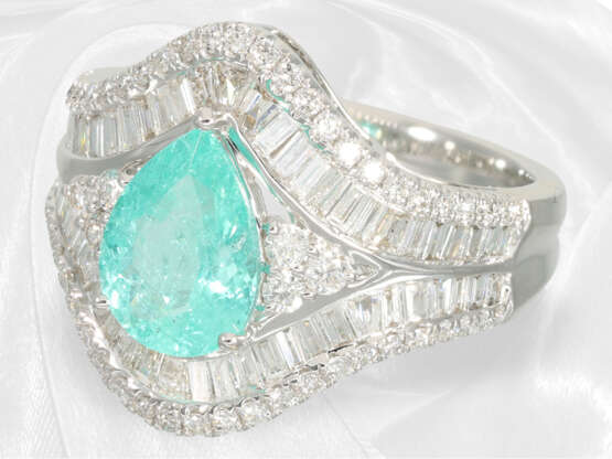 Ring: exquisiter Diamantring mit seltenem Paraiba-Turmalin, neuwertig - photo 4