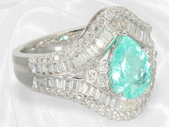 Ring: exquisiter Diamantring mit seltenem Paraiba-Turmalin, neuwertig - photo 5