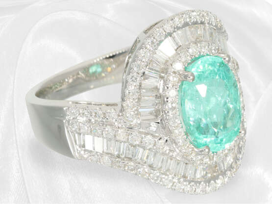 Ring: sehr hochwertiger Diamantring mit großem Paraiba-Turmalin von 3,11ct - photo 5