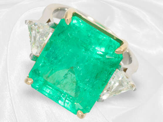Ring: sehr hochwertiger Goldschmiedering mit kolumbianischen Smaragd von 13,21ct - Foto 3