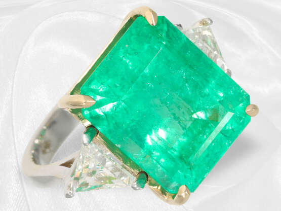 Ring: sehr hochwertiger Goldschmiedering mit kolumbianischen Smaragd von 13,21ct - Foto 5