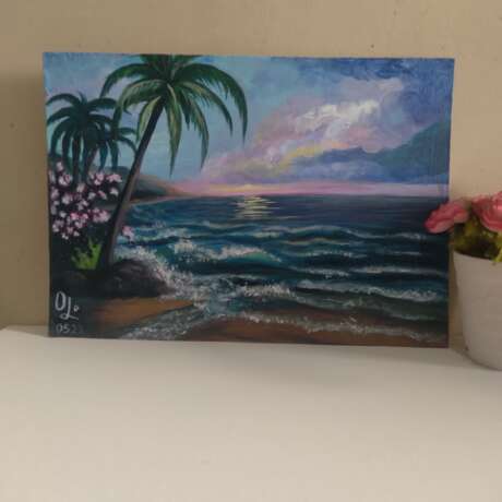 Весенний рассвет над морем. акрил на картоне Painting with acrylic Impressionism Marine art Turkey 2023 - photo 2