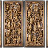 VIER RELIEFS AUS GOLDLACKIERTEM HOLZ MIT DER DARSTELLUNG VON ''DEN RÄUBERN VOM LIANG-SCHAN-MOOR - photo 1