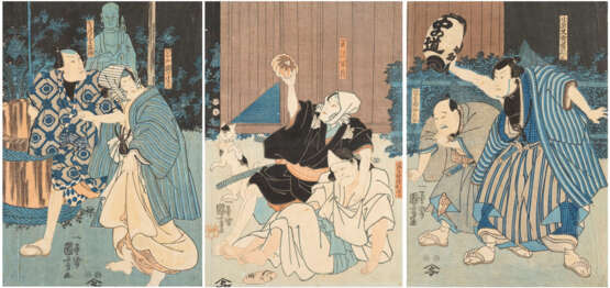 UTAGAWA KUNIYOSHI, DREI UKIYO-E MIT DARSTELLUNG VON KABUKI-FIGUREN - photo 1