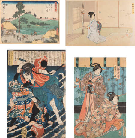 UTAGAWA KUNIYOSHI UND MIZUNO TOSHIKATA ETC, EIN KONVOLUT VON VIER UKIYO-E - Foto 1