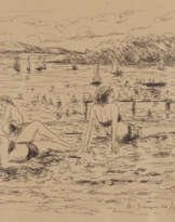 ANDRE DUNOYERDE SEGONZAC SEELANDSCHAFT MIT BADENDEN (1934)