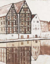 HANNA DABKOWSKA-SKRIABIN WINTERLICHES STADTPANORAMA AM FLUSS (1964)