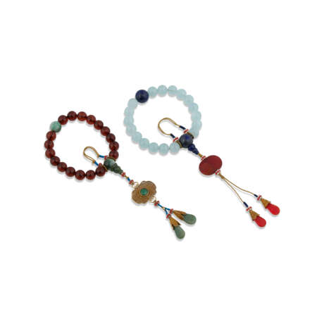 AN AQUAMARINE AND LAPIS LAZULI ROSARY AND AN AMBER ROSARY - фото 2