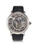 Skeleton. CARTIER, REF. W1556214, ROTONDE DE CARTIER, AN 18K WHITE GOLD LIMITED EDITION FLYING TOURBILLON WRISTWATCH WITH REVERSED DIAL, NUMBERED 97 OUT OF 100 EXAMPLES