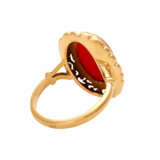 Ring mit roter, ovaler Koralle, 15 x 10 mm, - Foto 3