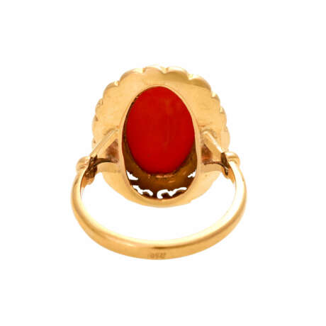 Ring mit roter, ovaler Koralle, 15 x 10 mm, - photo 4