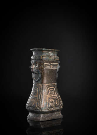 Archaisches rituelles Trankopfergefäß 'Fang Hu' mit Deckel - photo 2