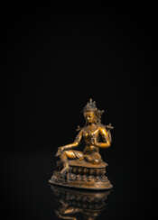 Feuervergoldete Bronze der Syamatara auf einem Lotus