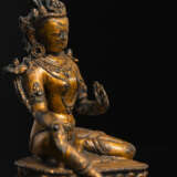 Feuervergoldete Bronze der Syamatara auf einem Lotus - Foto 3