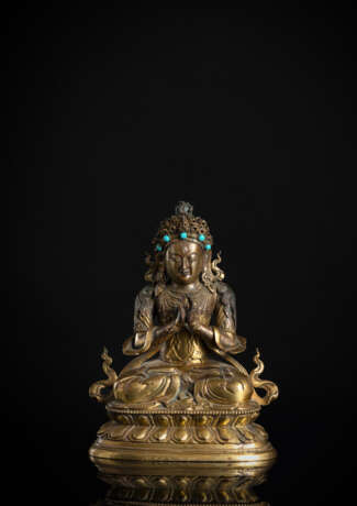 Feine feuervergoldete Bronze eines Bodhisattva - Foto 1