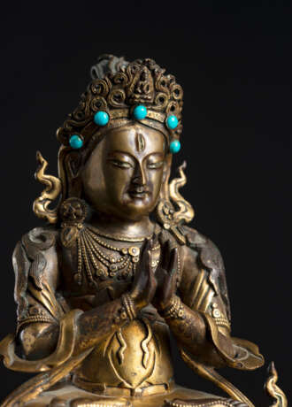 Feine feuervergoldete Bronze eines Bodhisattva - Foto 2