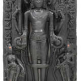 Feine Stele aus grauem Schiefer mit Darstellung des Vishnu - Foto 1