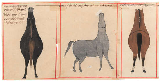 Gruppe von drei Miniatur-Malereien von Pferden - Foto 1