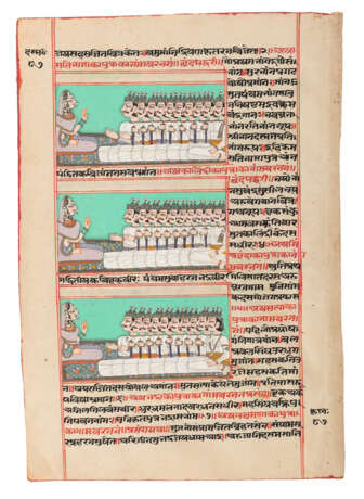 Zwei Doppelseiten eines Manuskriptes mit Darstellungen aus dem Ramayana - фото 3