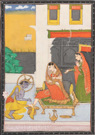 Miniaturmalerei mit Darstellung von Krishna und Radha - фото 1