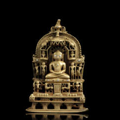 Jainaltar aus Bronze mit Kupfer- und Silbereinlagen