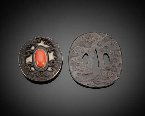 Namban-Tsuba und Tsuba als Gürtelschließe in Silber montiert - photo 1