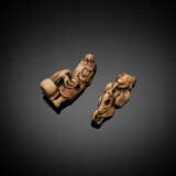 Zwei Sennin-Netsuke aus Elfenbein mit schöner Alterspatina - photo 2