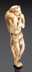 Amüsantes Netsuke von Ashinaga und Tenaga aus Elfenbein