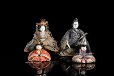Gruppe von vier Ningyô-Puppen für das Hinamatsuri-Fest