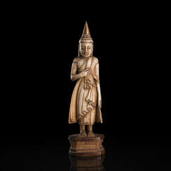 Figur des Buddha Shakyamuni aus Elfenbein