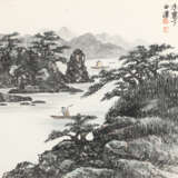 Inn-Soo Kim (geb. 1948): Flusslandschaf mit Fischerboot. Tusche und wenige Farbe auf Papier - Foto 1