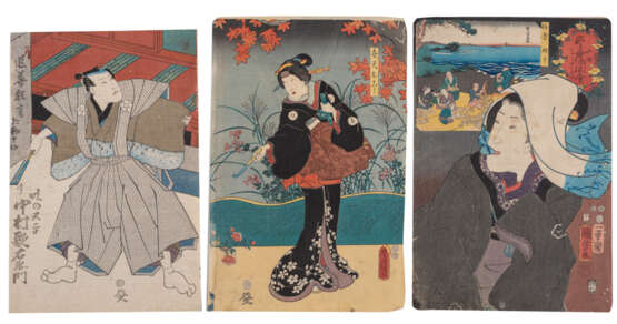 11 Farbholzschnitte u.a. von Utagawa Kunisada (1787-1867) und andere - photo 5