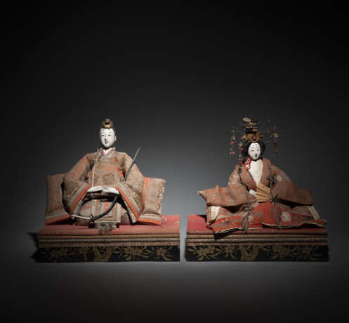 Paar 'hinaningyô' mit Darstellung des Kaiserpaars - photo 2