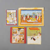 Vier Miniaturmalereien mit Darstellungen von Krishna u. a. - Foto 1