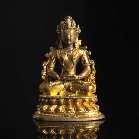 Feuervergoldete Bronze des Amitayus - Foto 1