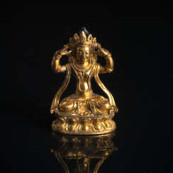 Feuervergoldete Bronze eines Bodhisattva
