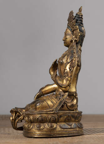 Feuervergoldete Bronze eines Bodhisattva - photo 24