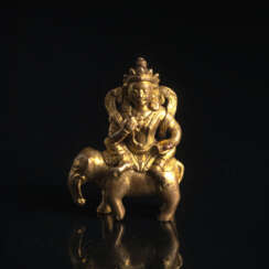 Feuervergoldete Bronze eines Begleiters auf einem Elefanten reitend