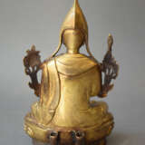 Feuervergoldete Bronze des Tsongkhapa auf einem Lotus - Foto 3