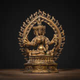 Feuervergoldete Bronze einer tantrischen Form des Manjushri - Foto 1