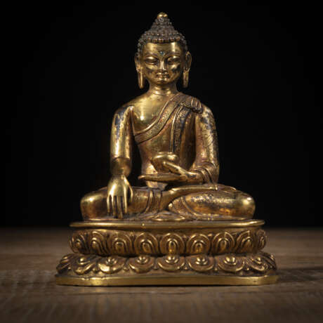 Bronze des Buddha Shakyamuni mit Inschrift - Foto 1