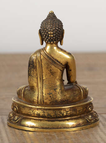 Bronze des Buddha Shakyamuni mit Inschrift - Foto 3