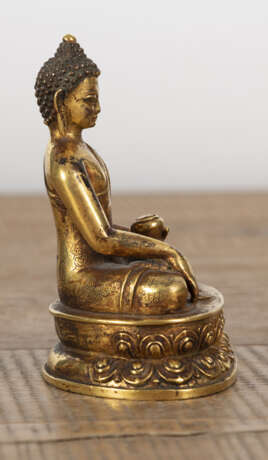 Bronze des Buddha Shakyamuni mit Inschrift - photo 4