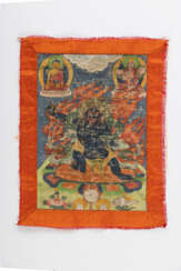 Drei Thangkas mit Darstellungen von Mahakala und Dakini