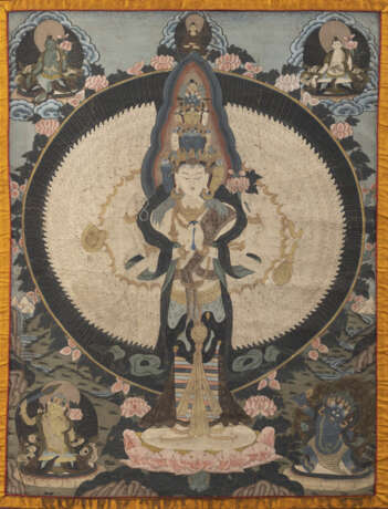 Drei Thangkas mit Darstellungen der Sitatara, Avalokiteshvara u. a. - Foto 1