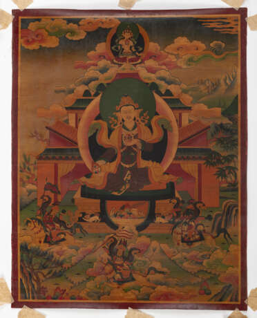 Drei Thangkas mit Darstellungen der Sitatara, Avalokiteshvara u. a. - Foto 3