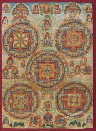 Thangka mit fünf Mandalas - photo 1